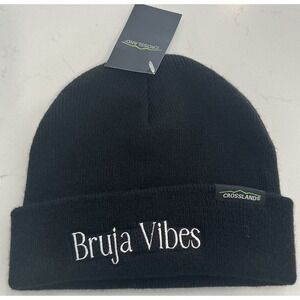 CROSSLAND "Bruja‎ Vibes" Black Pullover Winter Knit Hat NWT 100% Acrylic